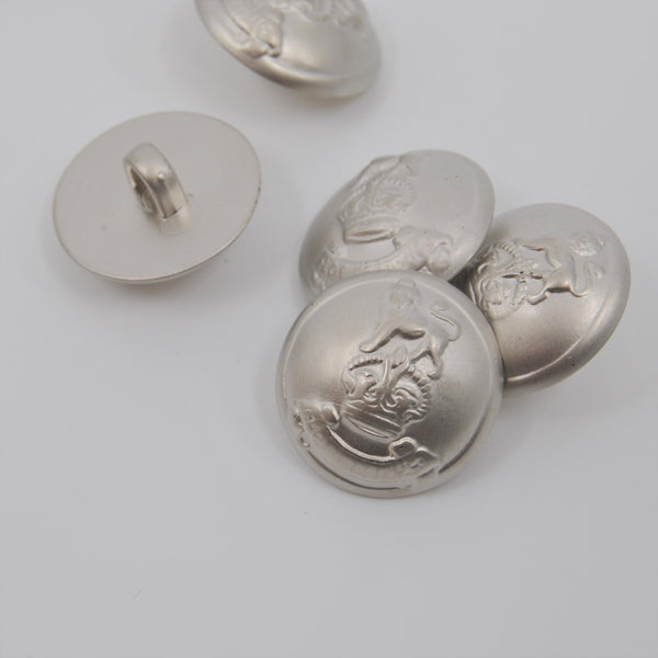 Button - Silver Coat of Arms ‘Crowned Lion’ – 18mm